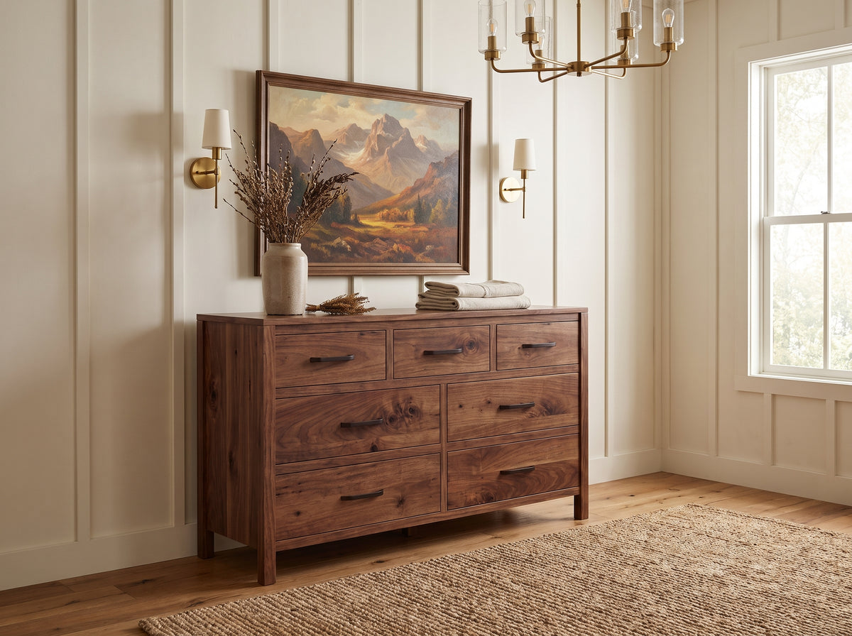 The 7 Drawer Dresser — solid wood dresser, handcrafted in the USA with Danner Furniture #wood-type-color_walnut