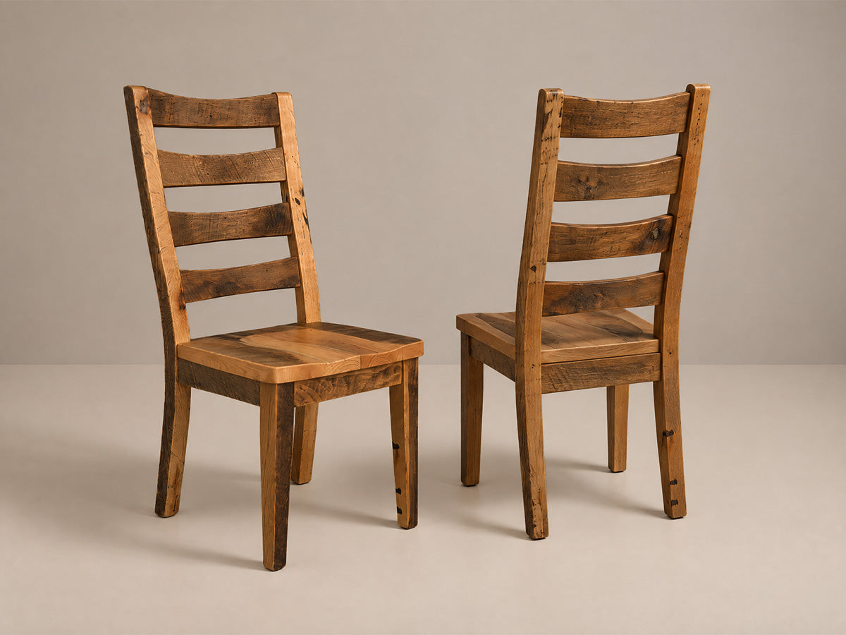 The Crestone Chair — solid reclaimed oak wood dining chair, handcrafted in the USA with Danner Furniture