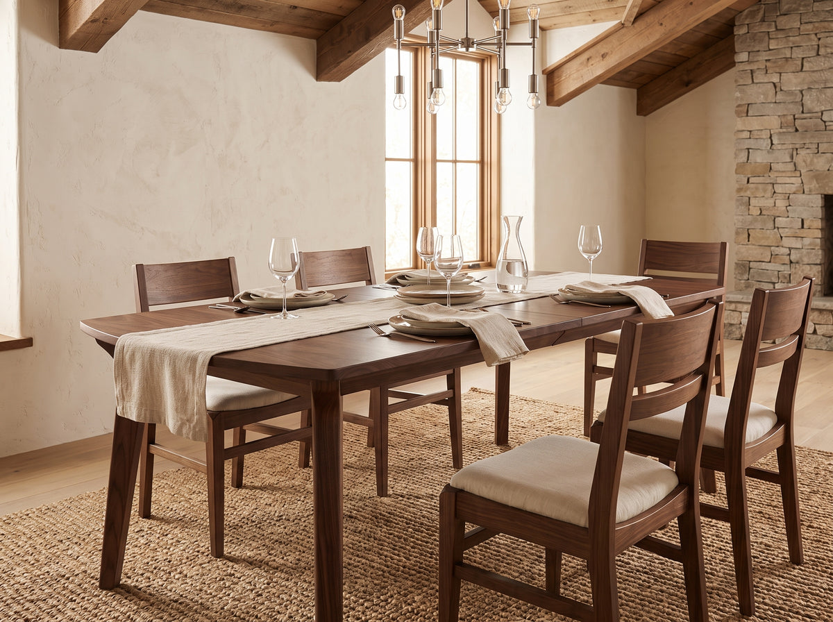 The Larkspur Table β solid wood dining table, handcrafted in the USA with Danner Furniture