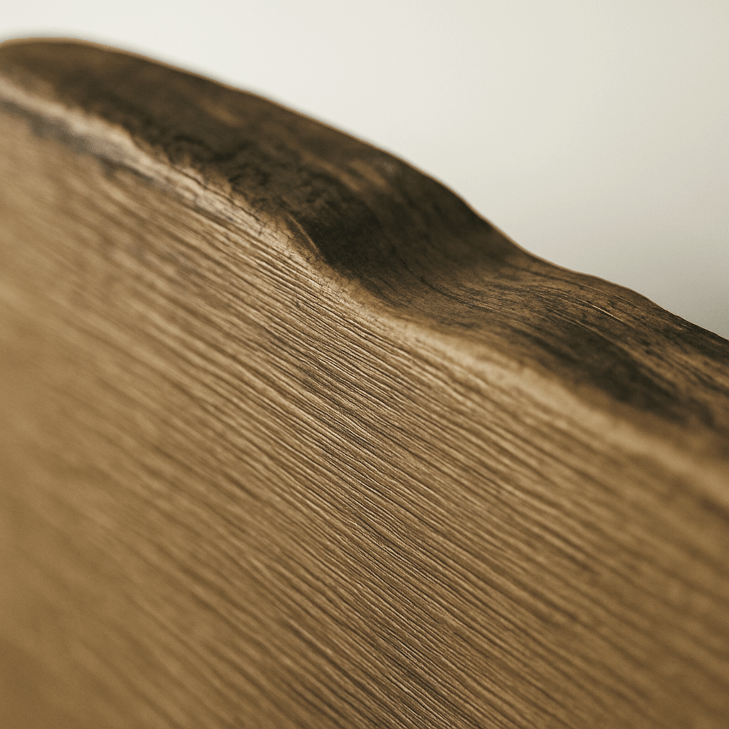 Close-up image of live edge solid wood