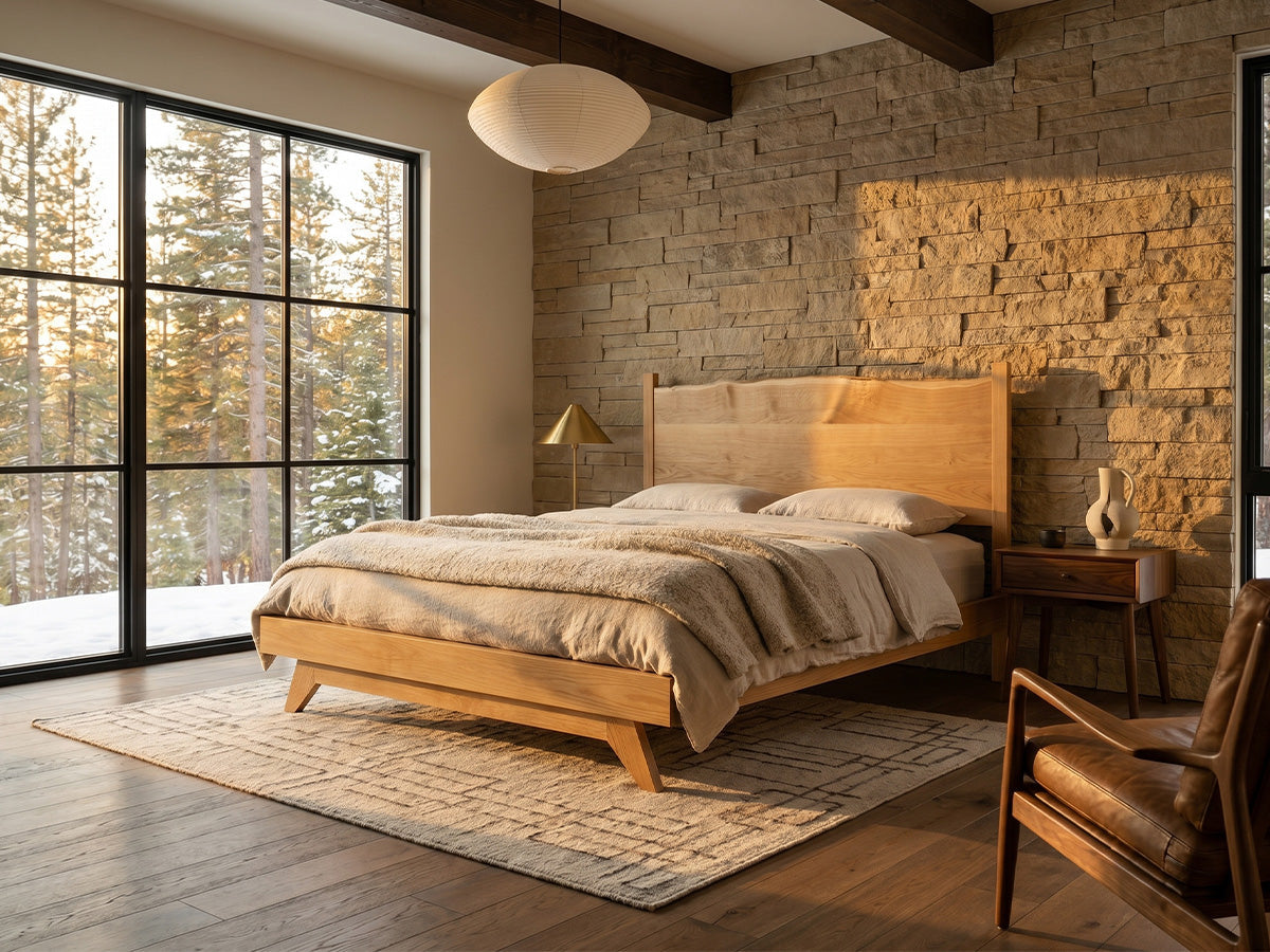 The Century Live Edge Bed — solid white oak bed with live edge headboard, handcrafted in the USA by Danner Furniture #wood-type-color_white-oak