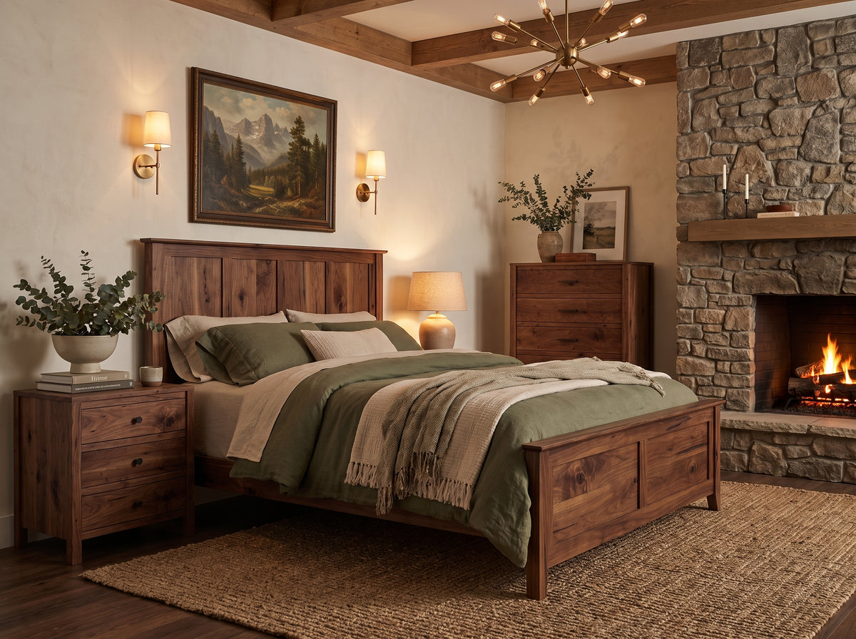 The Monument Bed — solid wood bed, handcrafted in the USA with Danner Furniture #wood-type-color_walnut