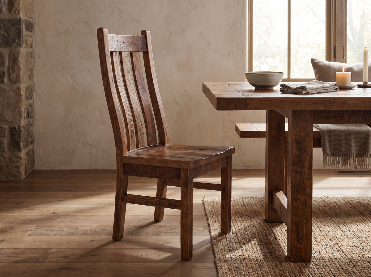 Barker Chair - solid reclaimed wood dining chair made in the USA.