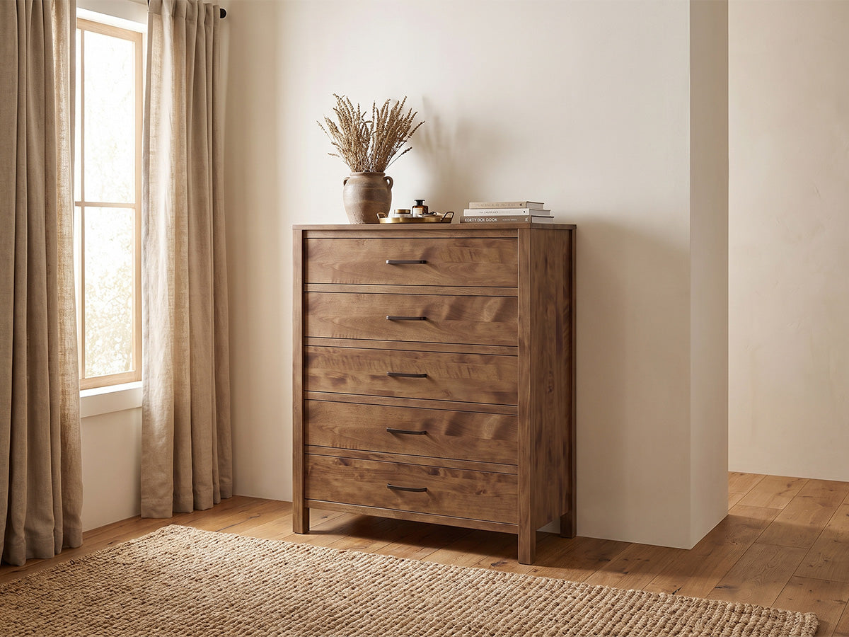 The 5 Drawer Chest - Solid Wood made in the USA with Danner Furniture #wood-type-color_maple-almond