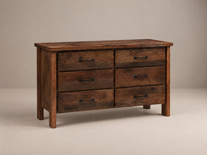 6 Drawer Reclaimed Wood Dresser - solid reclaimed oak wood dining dresser made in the USA.