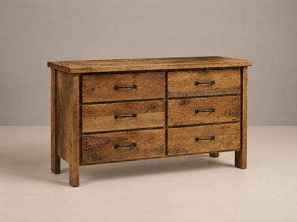 6 Drawer Reclaimed Wood Dresser - solid reclaimed oak wood dining dresser made in the USA.