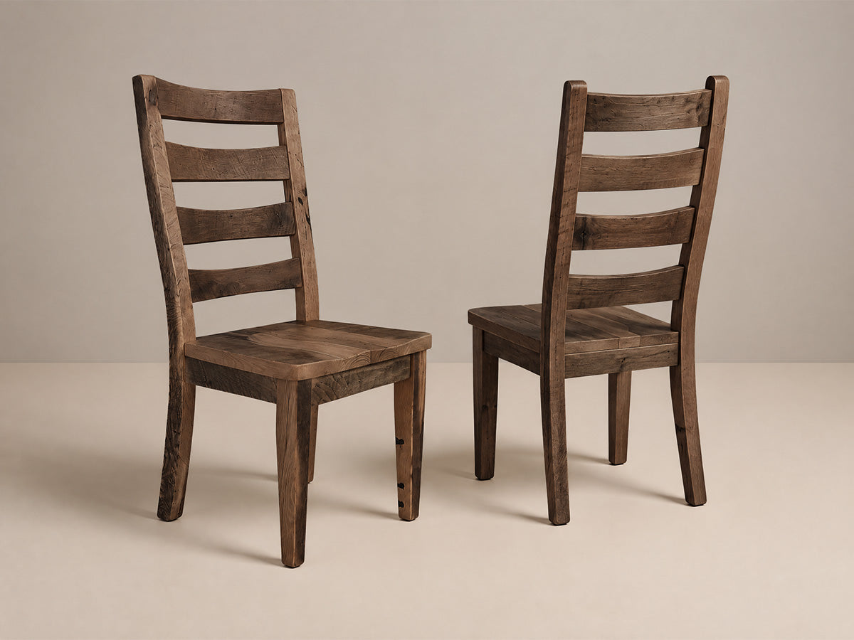 The Crestone Chair — solid reclaimed oak wood dining chair, handcrafted in the USA with Danner Furniture
