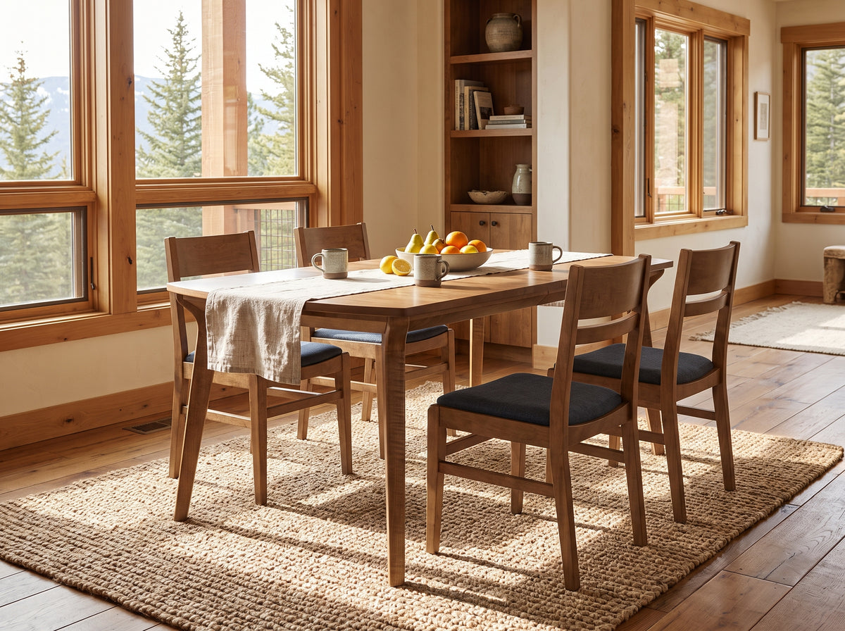 The Larkspur Table — solid wood dining table, handcrafted in the USA with Danner Furniture 