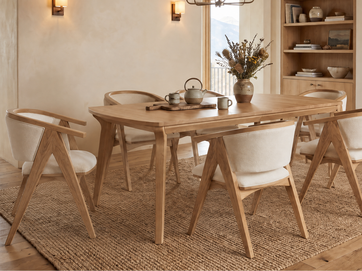 The Larkspur Table — solid wood dining table, handcrafted in the USA with Danner Furniture
