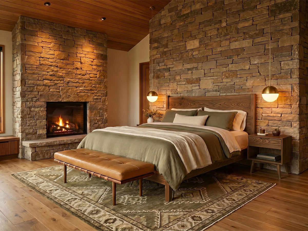 The Post Live Edge Bed — solid white oak bed with live edge headboard, handcrafted in the USA by Danner Furniture