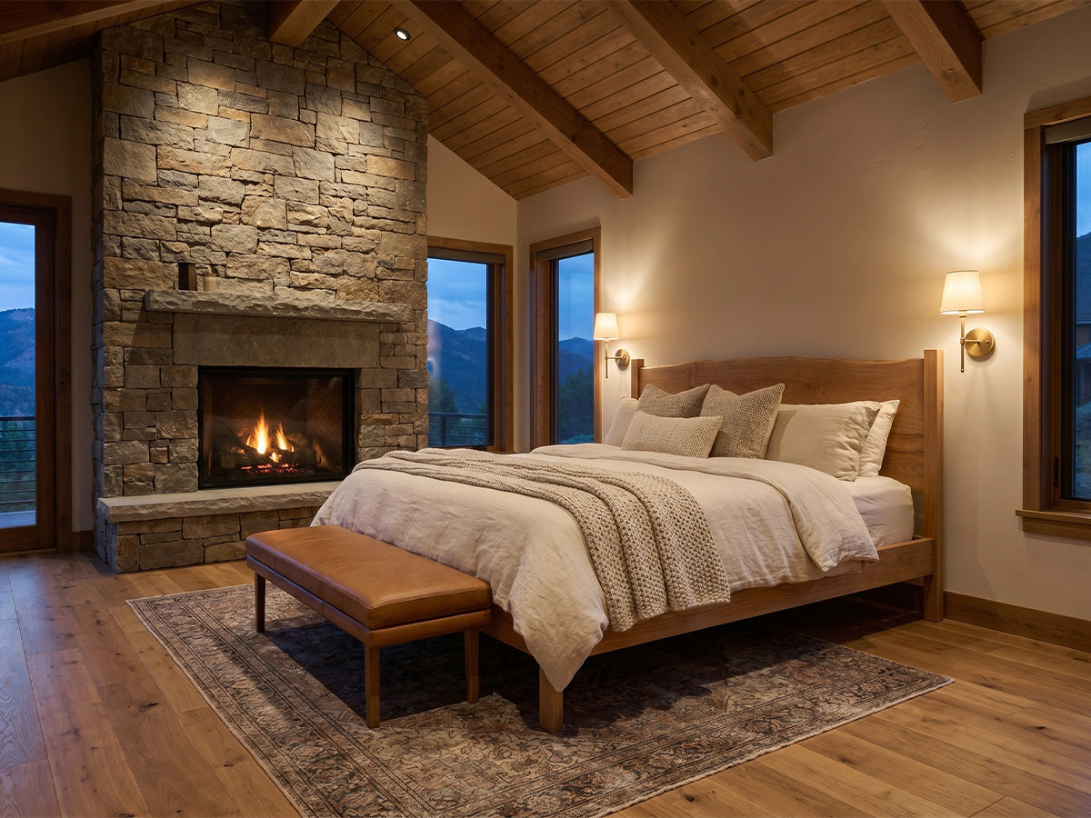 The Post Live Edge Bed — solid white oak bed with live edge headboard, handcrafted in the USA by Danner Furniture