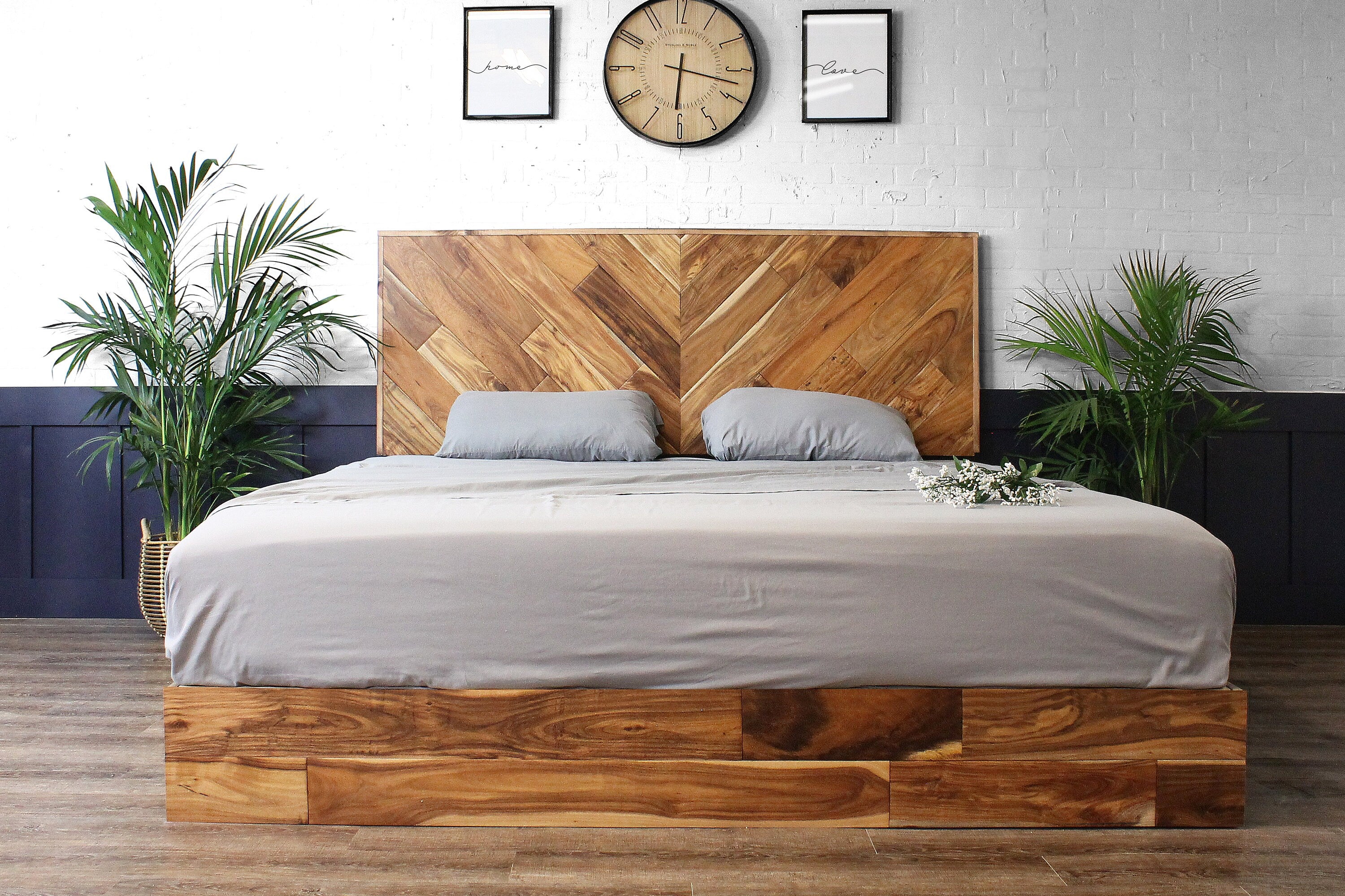 Mountaineer Bed Frame - Modern Rustic Style - Chevron - Handmade