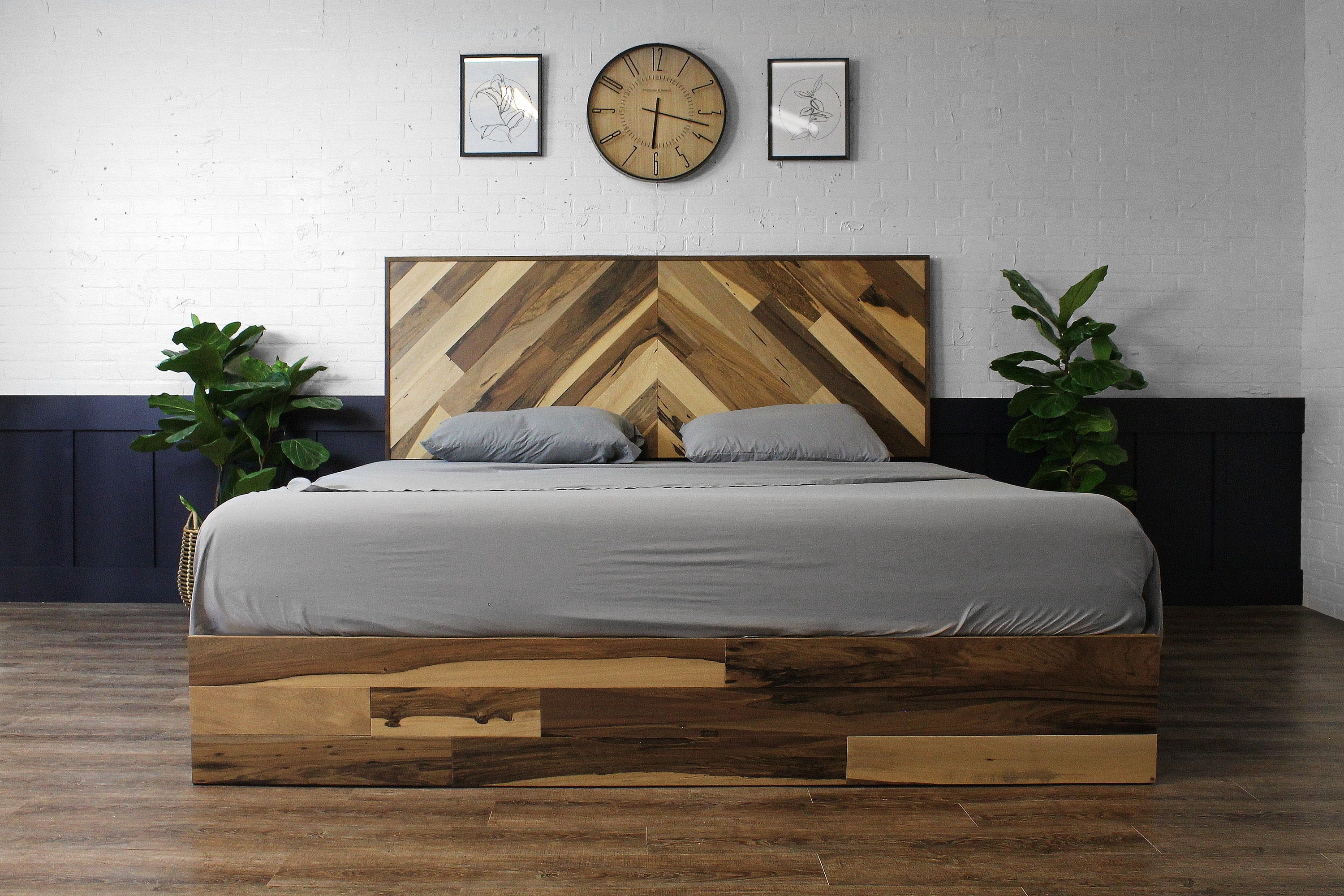Mountaineer Bed Frame - Modern Rustic Style - Chevron - Handmade