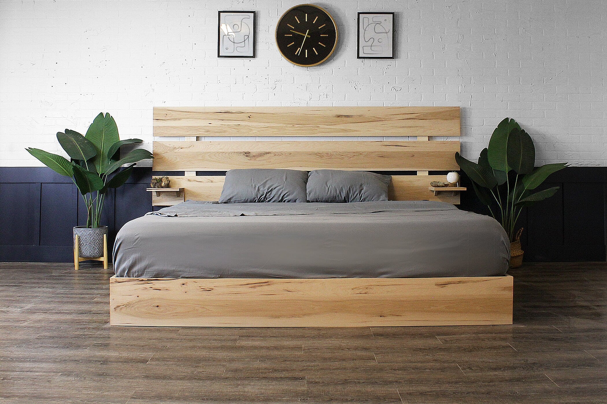 The Crags Bed Frame - Planking Timbers - Modern Rustic Style - Handmade