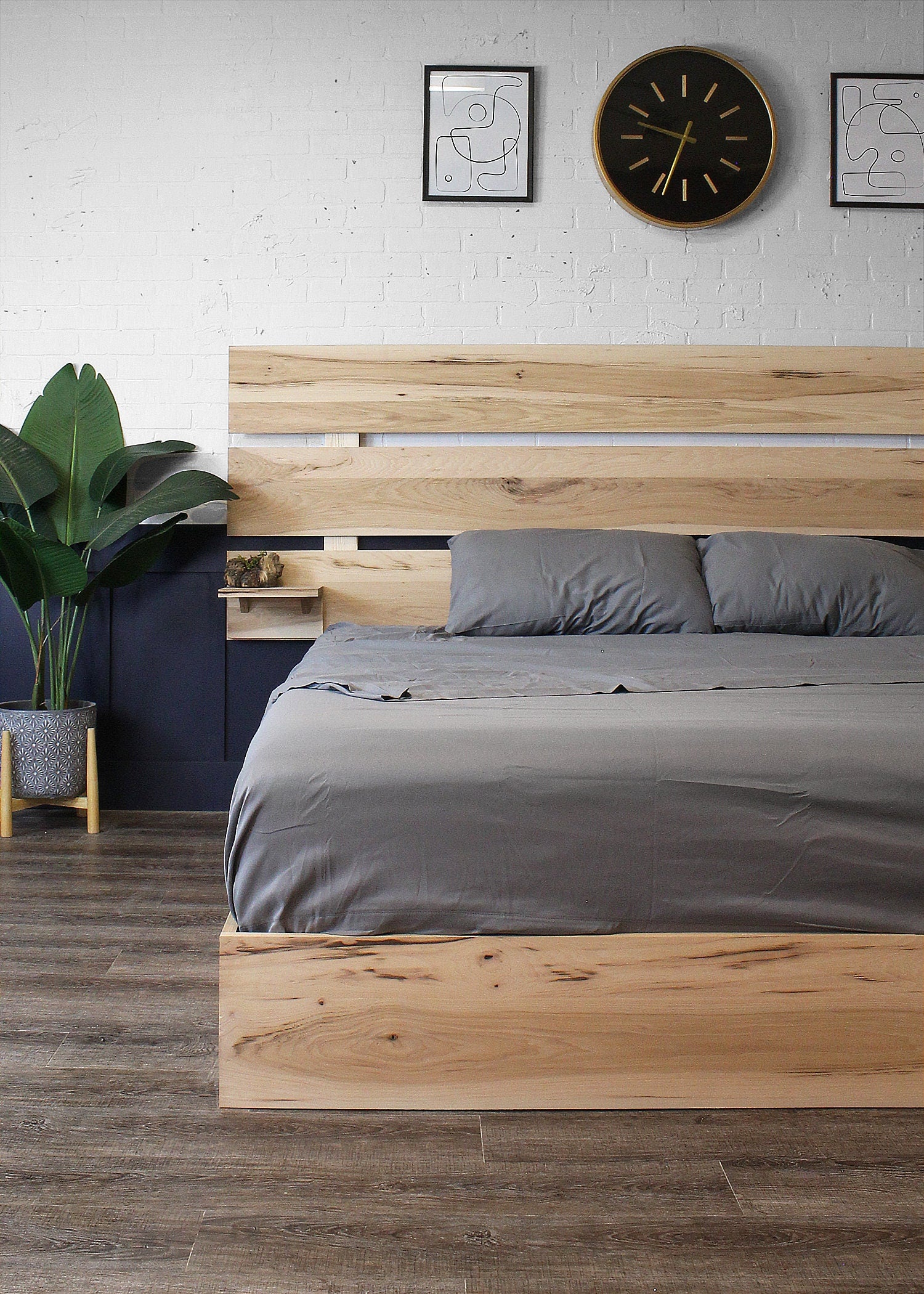 The Crags Bed Frame - Planking Timbers - Modern Rustic Style - Handmade