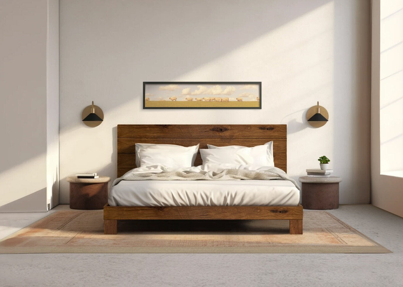 Rampart Bed - Quick Ship - Reclaimed Java Finish - Modern Rustic - Solid Wood - Platform Bed Frame & Headboard - Handmade in USA
