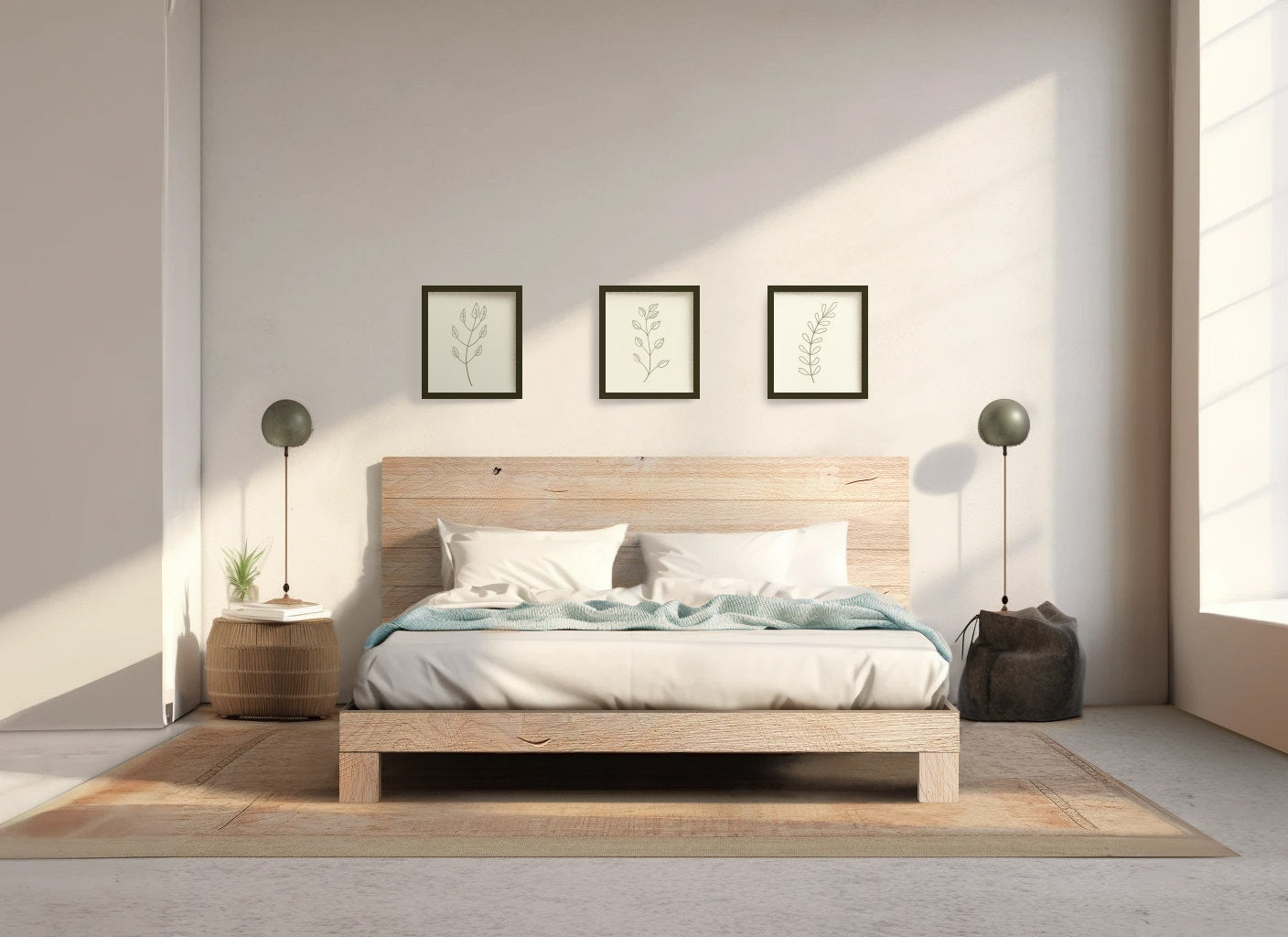 Rampart Bed - Quick Ship - Barnwood Reclaimed Aesthetic - Modern Rustic - Solid Wood - Platform Bed Frame & Headboard - Handmade in USA